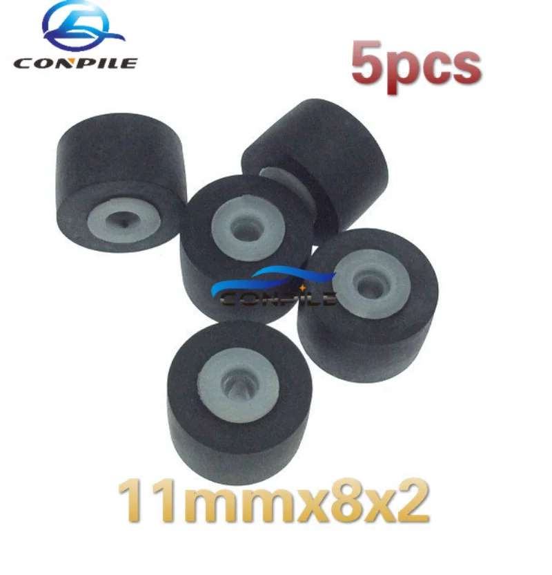 

5pcs 11mmx8x2 retractor press wheel belt pulley rubber audio pressure recorder cassette deck pinch roller tape Stereo player