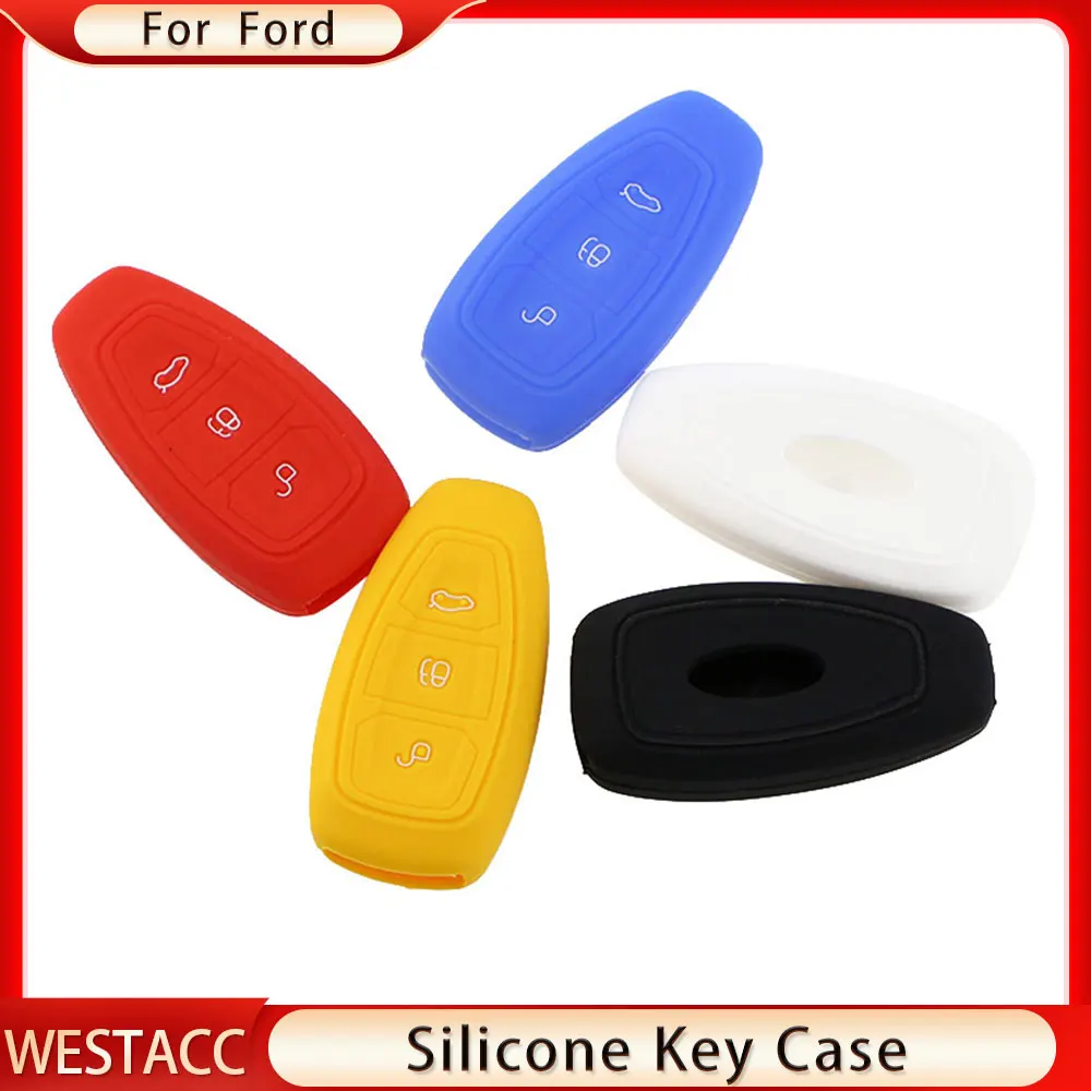 Silicone Car Flip 3Button Key Case Cover for Ford Mondeo Focus Fiesta Kuga C-Max S-Max MK3 Key Protector Shell Fob Accessories