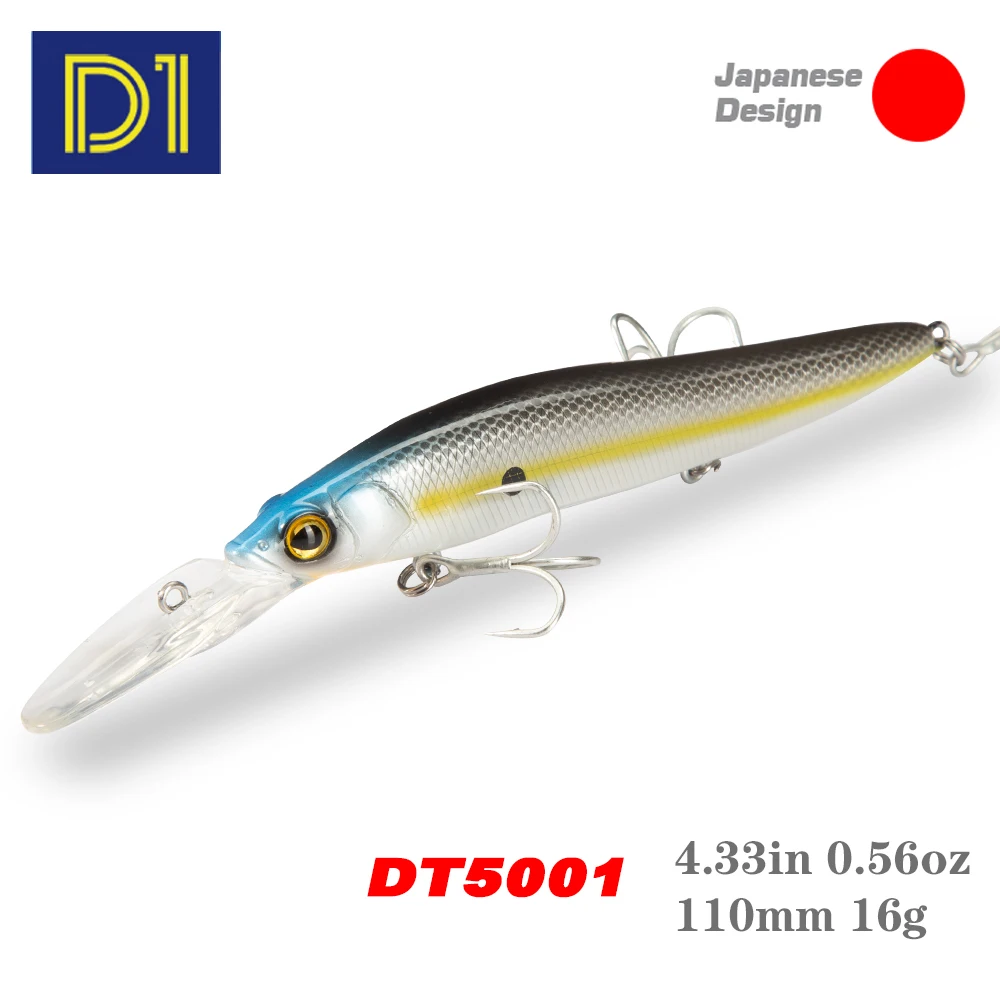 D1 Long Tongue Plate Minnow Fishing Lures 110mm/16g Slow Floating Jerkbait Wobblers For Bass Pike Long Casting Fishing Tackle