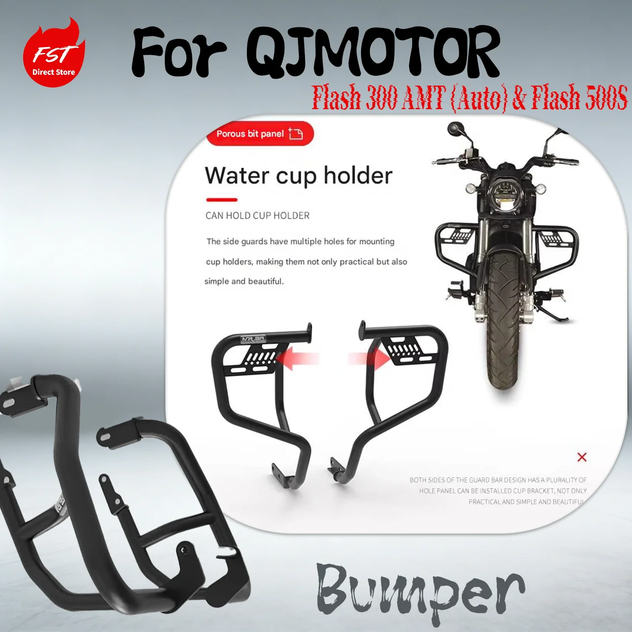 

Anti-Crash Sliders for QJMOTOR Flash 300 AMT (Auto) & Flash 500S, Motorcycle Bumper Protector Modified Parts