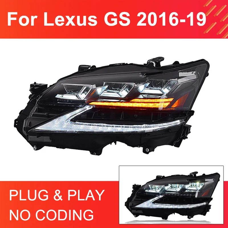 1 Pair LED Headlight Assembly for Lexus GS 2016-2019 Headlights Plug and Play with LED DRL Dynamic Turning Front Headlights