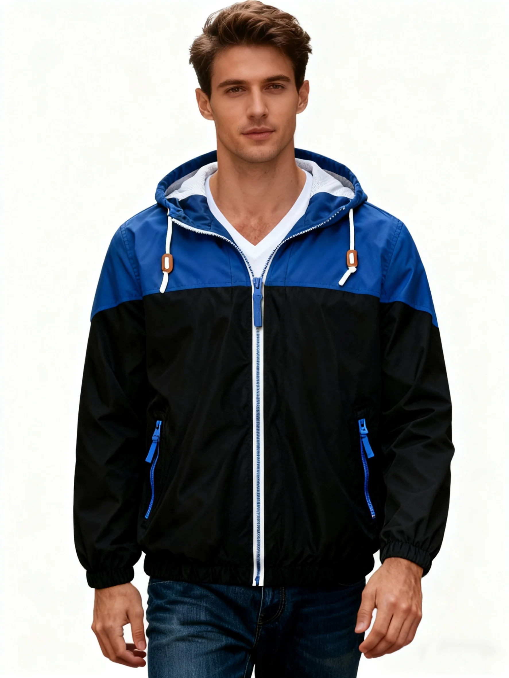 

Men's Windproof Jacket Waterproof Lightweight Hooded Windbreaker for Outdoor Sports