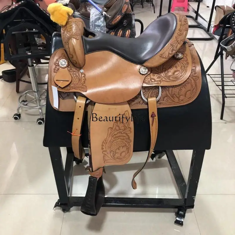 Western Saddle Fine Riding Equestrian Supplies Horse Harness Imported Pure Cowhide Knight Equipment