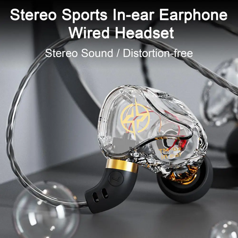 Wired Headset Stereo Sound Super Bass Line Control Distortion-free with Mic Enjoy Music Ultralight Stereo Sports In-ear Earphone