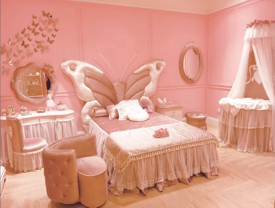 최신 디자인 수제 핑크 공주풍 사랑스러운 어린이 침대 (아이방 가구) BF05-150511-8