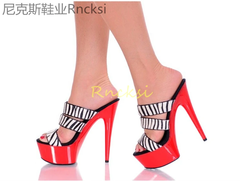 

15cm Sexy fishmouth fashion sandals solid color high heels sandals waterproof platform nightclub model catwalk girl