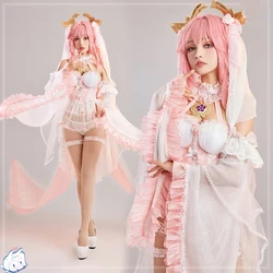 COSLEE Game Genshin Impact Yae Miko Cosplay Costume Pink Marriage Wedding Dress Daily Fashion Party Clothes Uniform Halloween