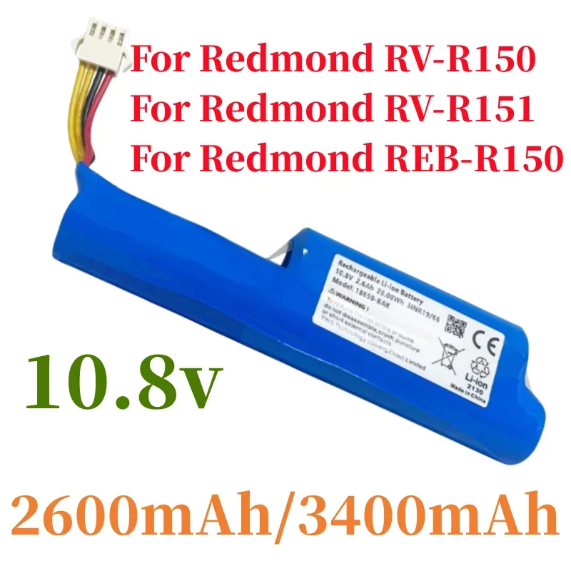

New 10.8V 3400mAh Rechargeable Battery for Redmond RV-R150, Redmond RV-R151, Redmond REB-R150 Robotic Vacuum Cleaner 11.1V