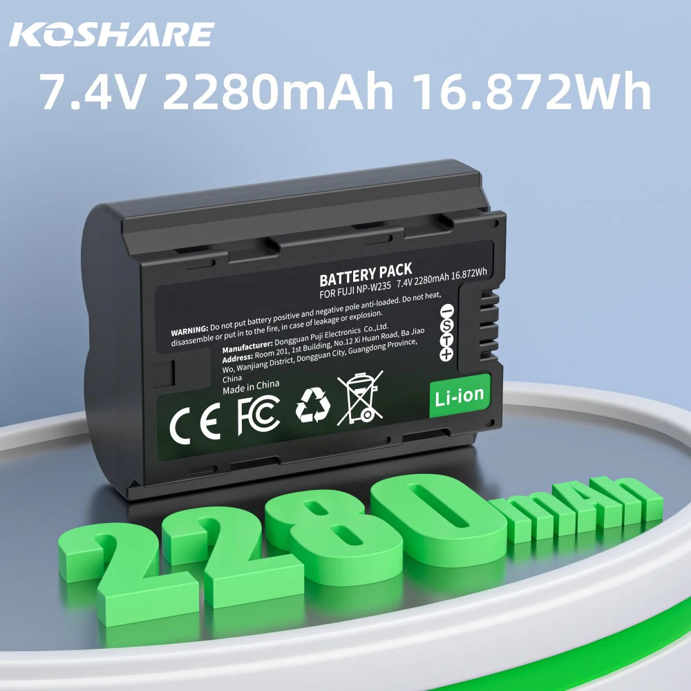 KOSHARE NP-W235 NP W235 Digital Battery for Fujifilm W23 XS20 XH2 X-T4 X-T5 XH2S X50S GFX100S 50SII Rechargeable Battery 2850mAh