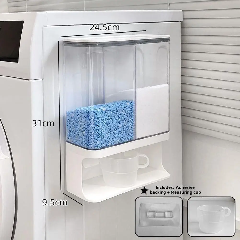 Scent Booster Dispenser Wall Mount for Laundry Beads Detergent Stain Remover Carpet Freshener Sea Salt Rice Solid Storage view 6