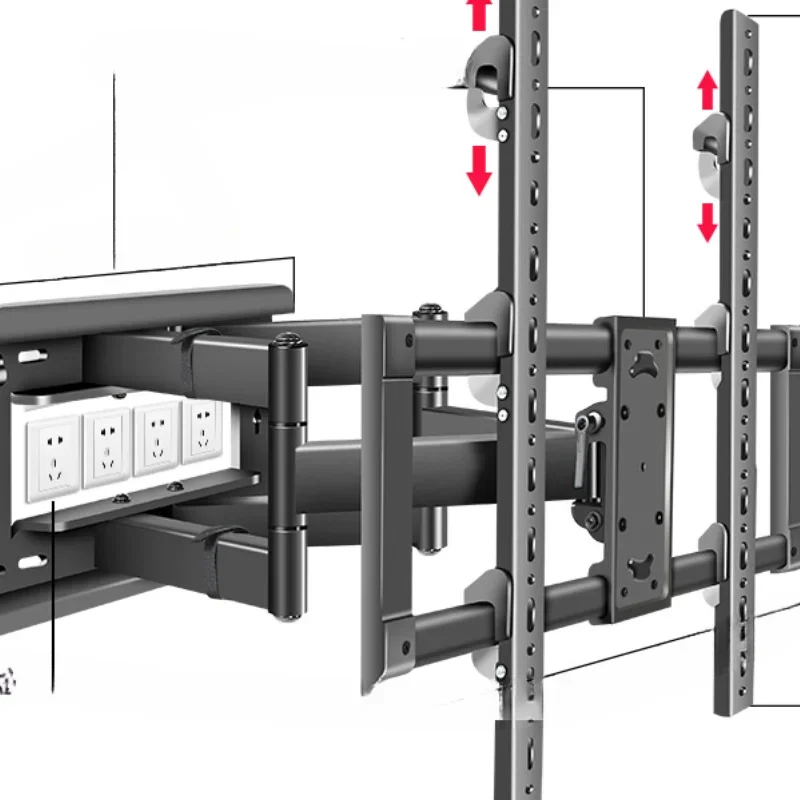 TV wall rack telescopic rotating bracket wall 55/65/75/86 inch two-speed height adjustment