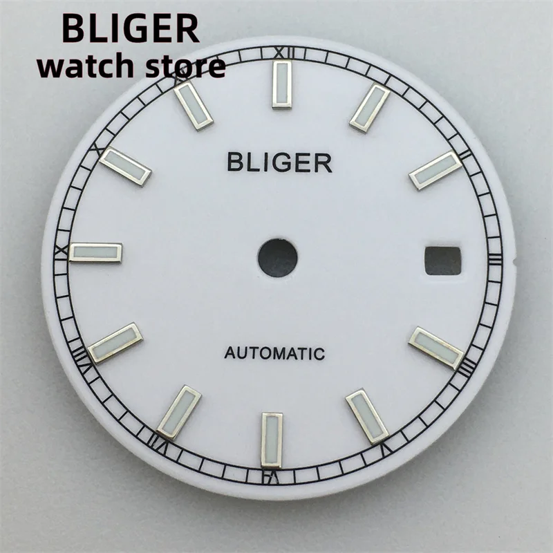 Bliger-esfera redonda de 29,2mm para hombre, Kit de fecha ETA 2824/2836 Miyota 8215/8205/821A, reloj deportivo para hombre, piezas de placa nocturna, negro, blanco, azul