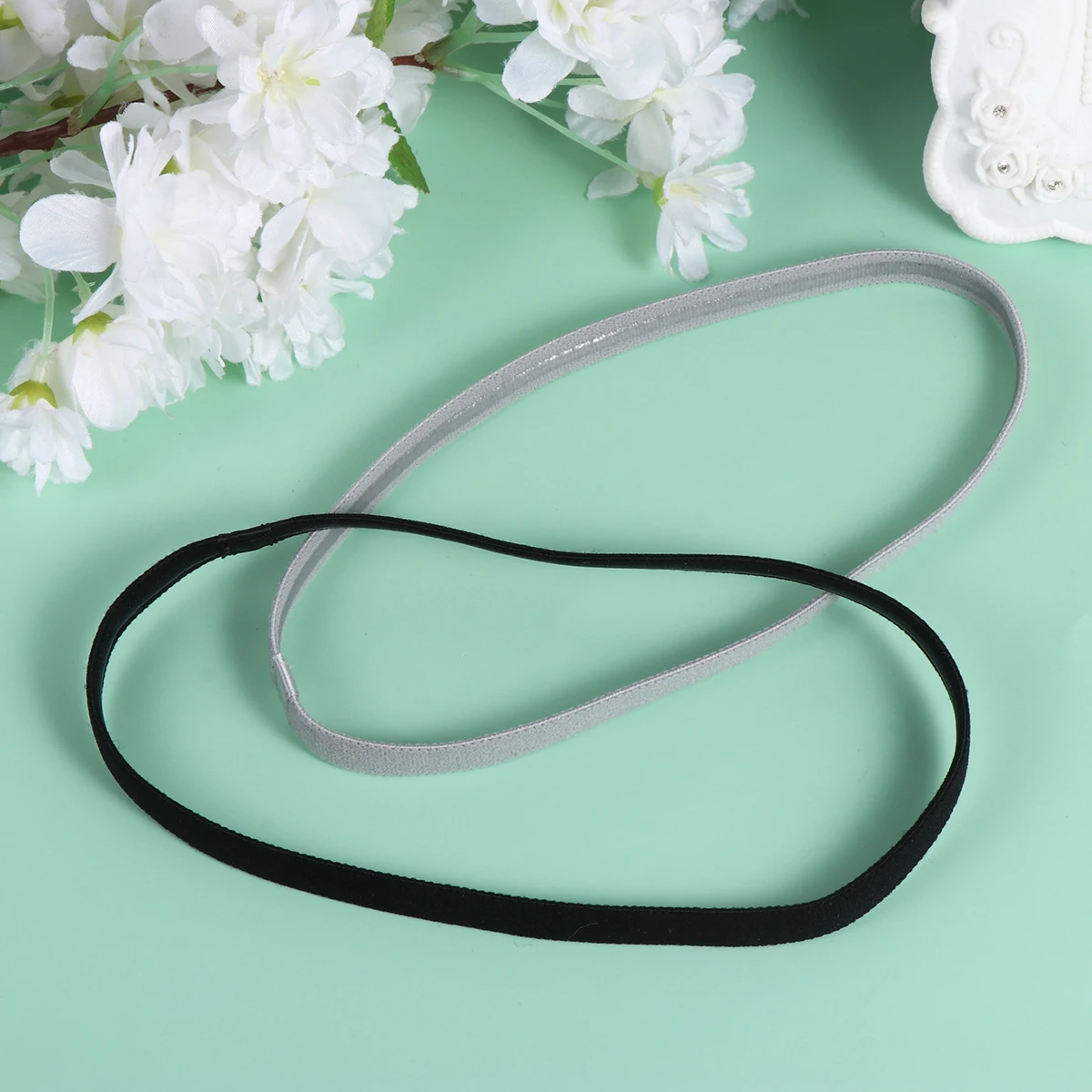 4 قطع من عصابة رأس اليوغا المرنة بلون الحلوى، أغطية رأس رياضية، أربطة شعر متينة للجري في صالة الألعاب الرياضية، ألوان رمادية وسوداء #4