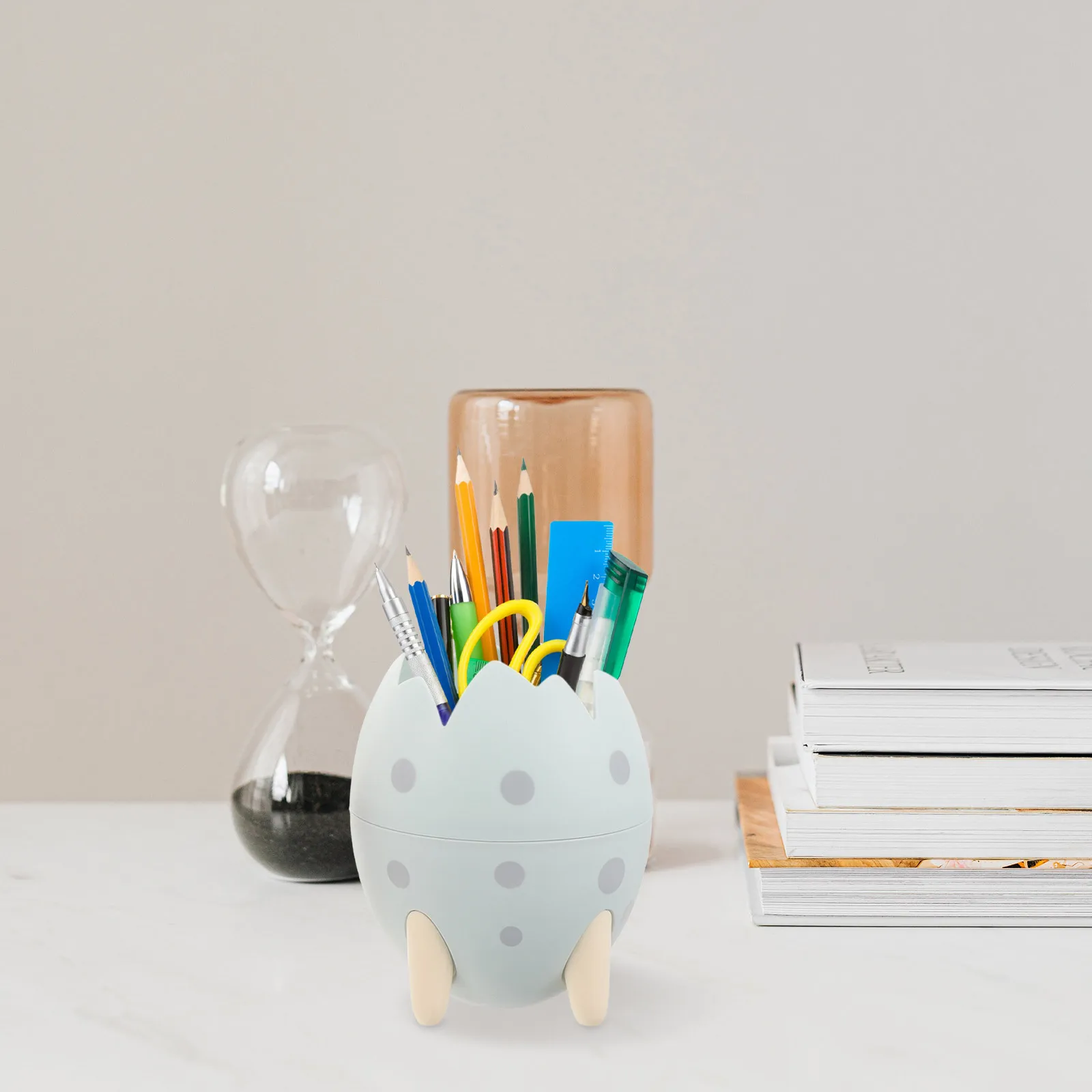 

3Pcs Dinosaur Egg Desk Pen Holder Fine Grinding Surface Storage for Pencils Makeup Brushes Organized Stationery Container