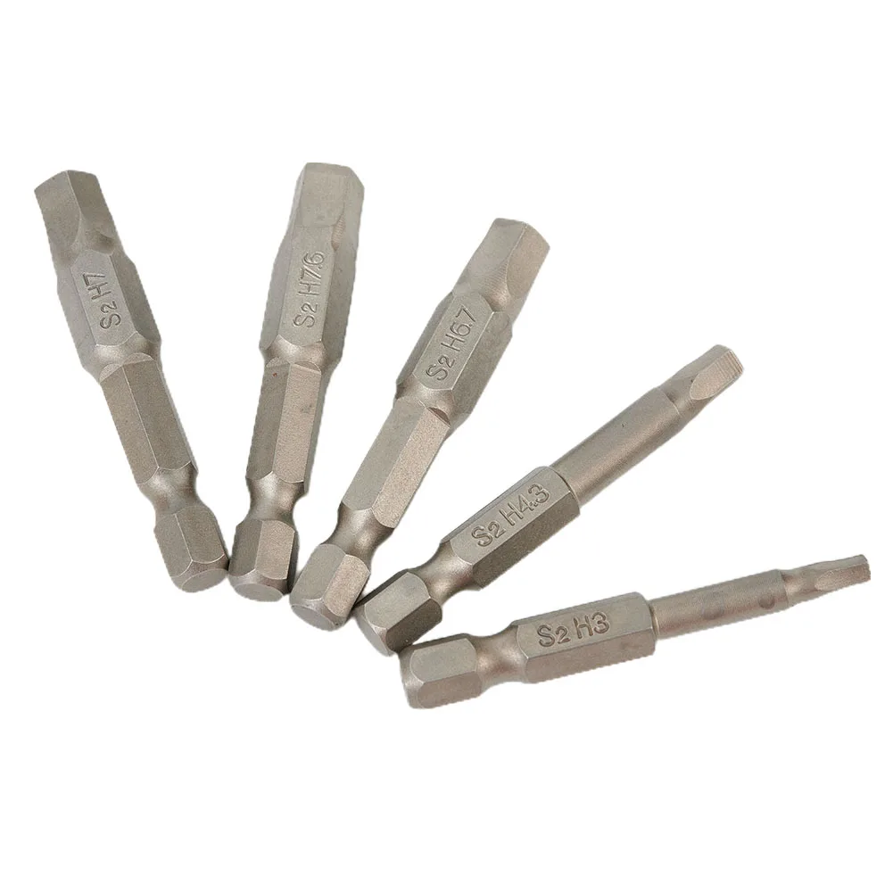 Drill Screwdriver Bits Tools 1/4 Inch 5pcs Gadgets Set Steel W/Hole Pentagonal Quality 5-Piece 50mm Equipement