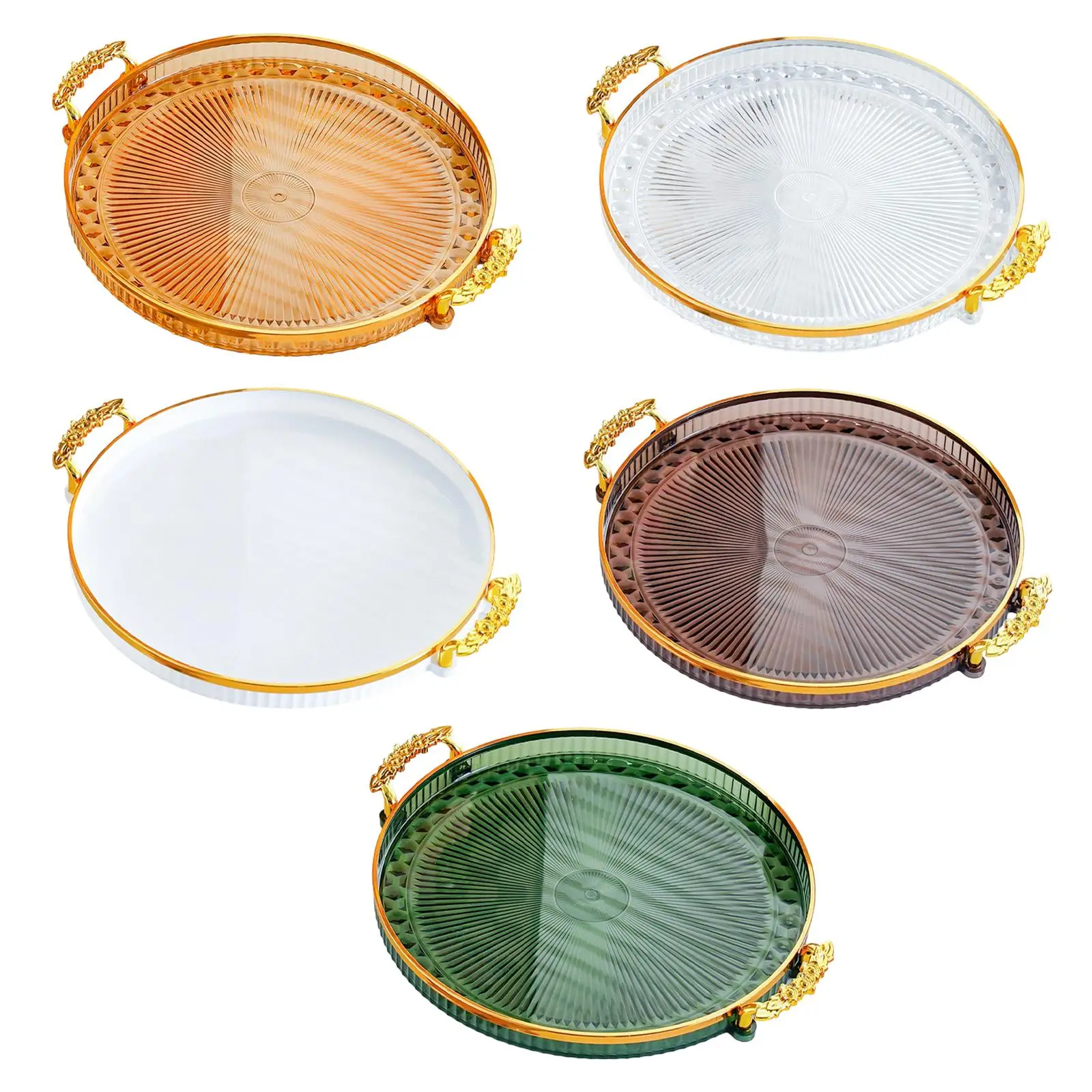 Round Serving Tray Snack Storage Holder Fruit Plate Food Storage Tray Dessert Display Platter for Living Room Party Home Kitchen