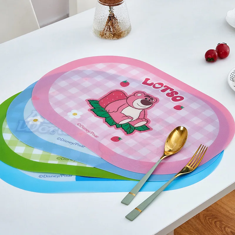 

Disney Cartoon Placemats Action Figures Toys Strawberry Bear Three-eyed Boy Cute Table Mat Party Decorations Kids Birthday Gifts