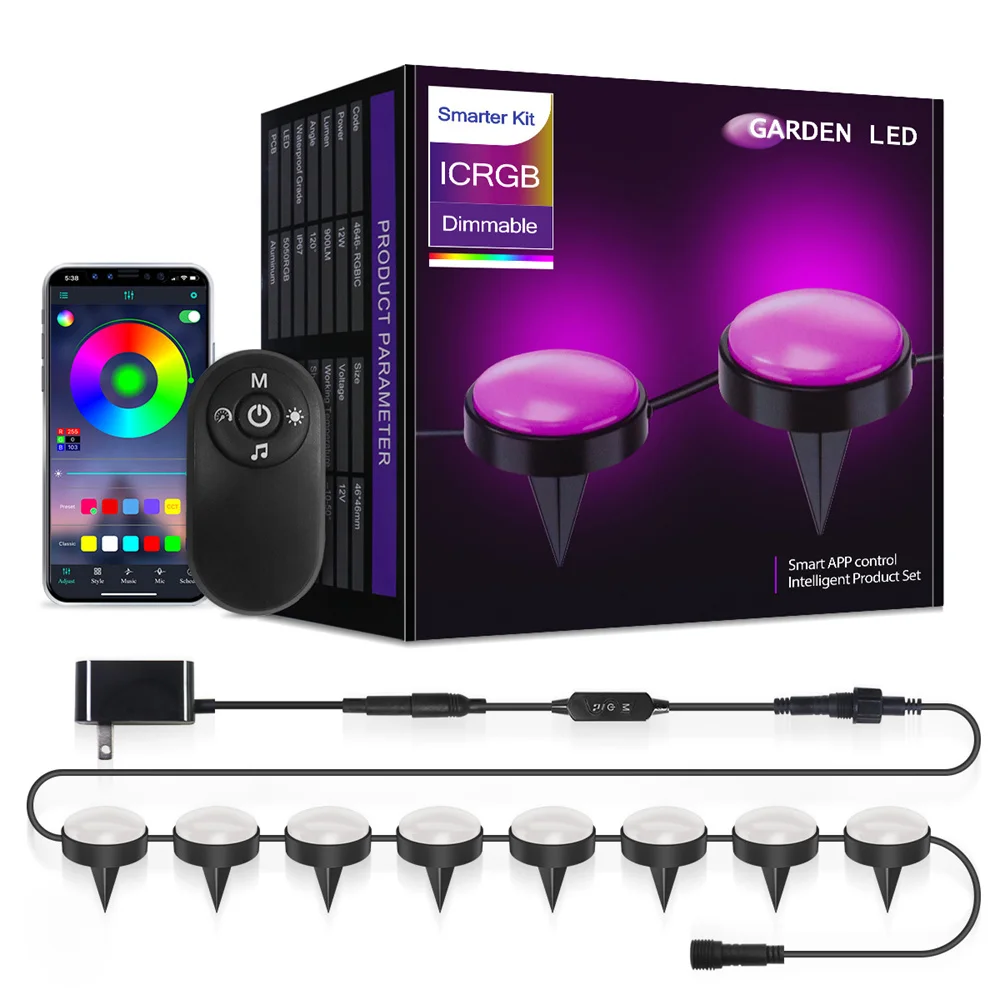 

App/Remote Control LED Light String Outdoor Waterproof Garden Lamp RGB Landscape Light Decor Lamp for Walkway Path Garden Decor