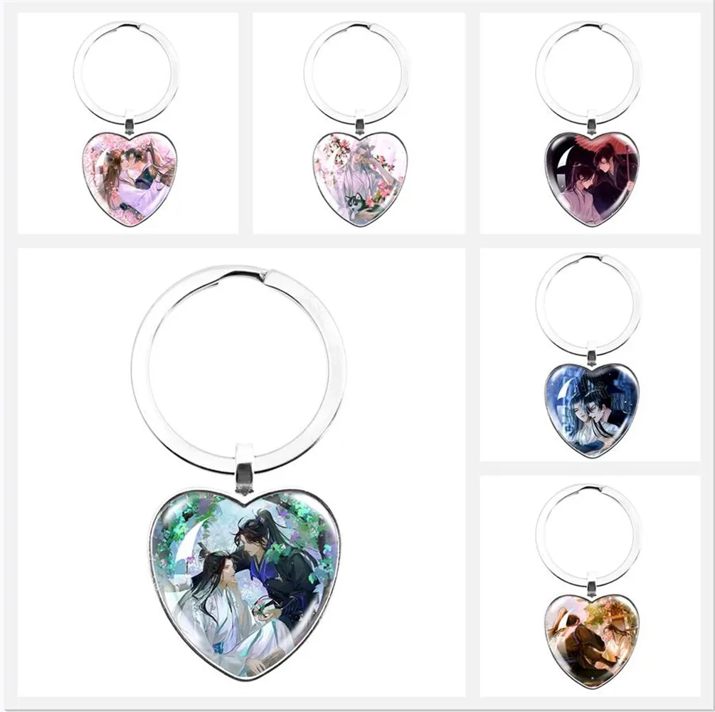 The Husky And His White Cat Shizun Chu Wanning Mo Ran Cosplay Keyring Anime Heart Glass Keychain Jewelry Gift