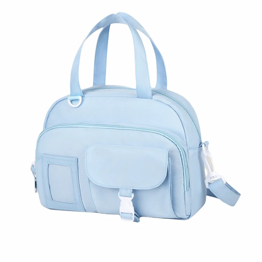 

Simple Large Capacity Shoulder Bag Nylon Solid Color Overnight Duffle Bags Durable Multiple Pockets Travel Handbag Travel