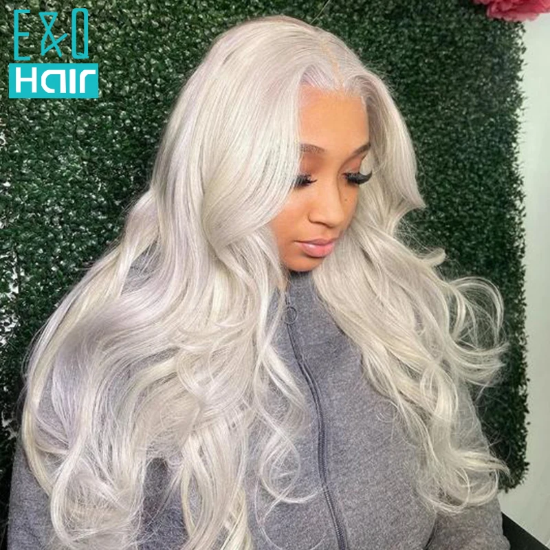 Platinum Ash Blonde Colored Body Wave T Part Transparent Lace Front Human Hair Wig Pre Plucked For Woman On Sale Frontal Wigs