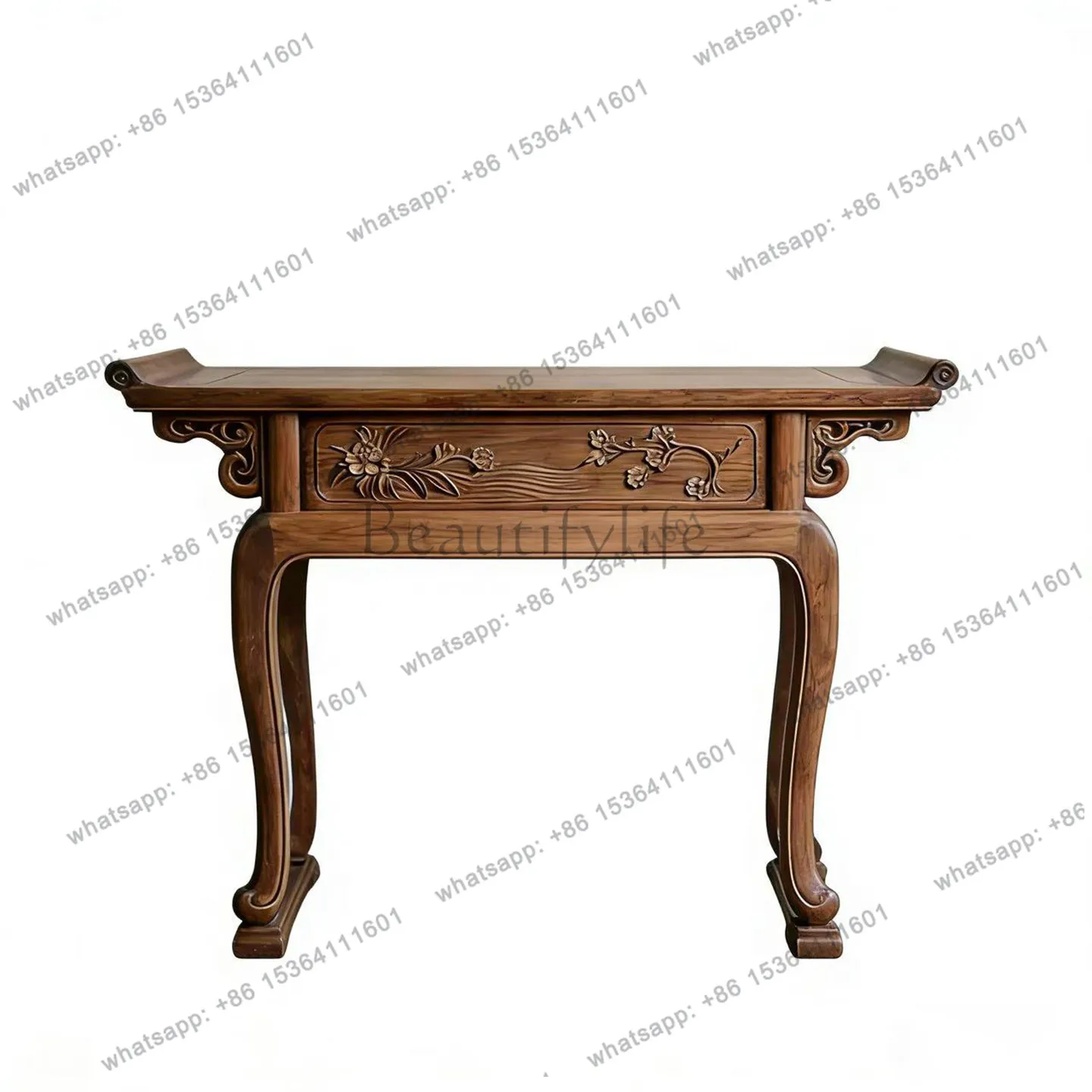 

New Chinese-style North American black walnut porch table upturned strip case Household solid wood incense case