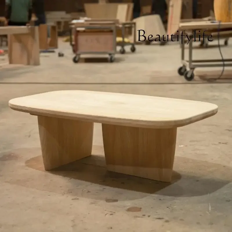 X Nordic Wabi-sandy Wind All-solid Wood Creative Coffee Table Small Apartment Living Room Ash Wood Tea Table Log Tea Table