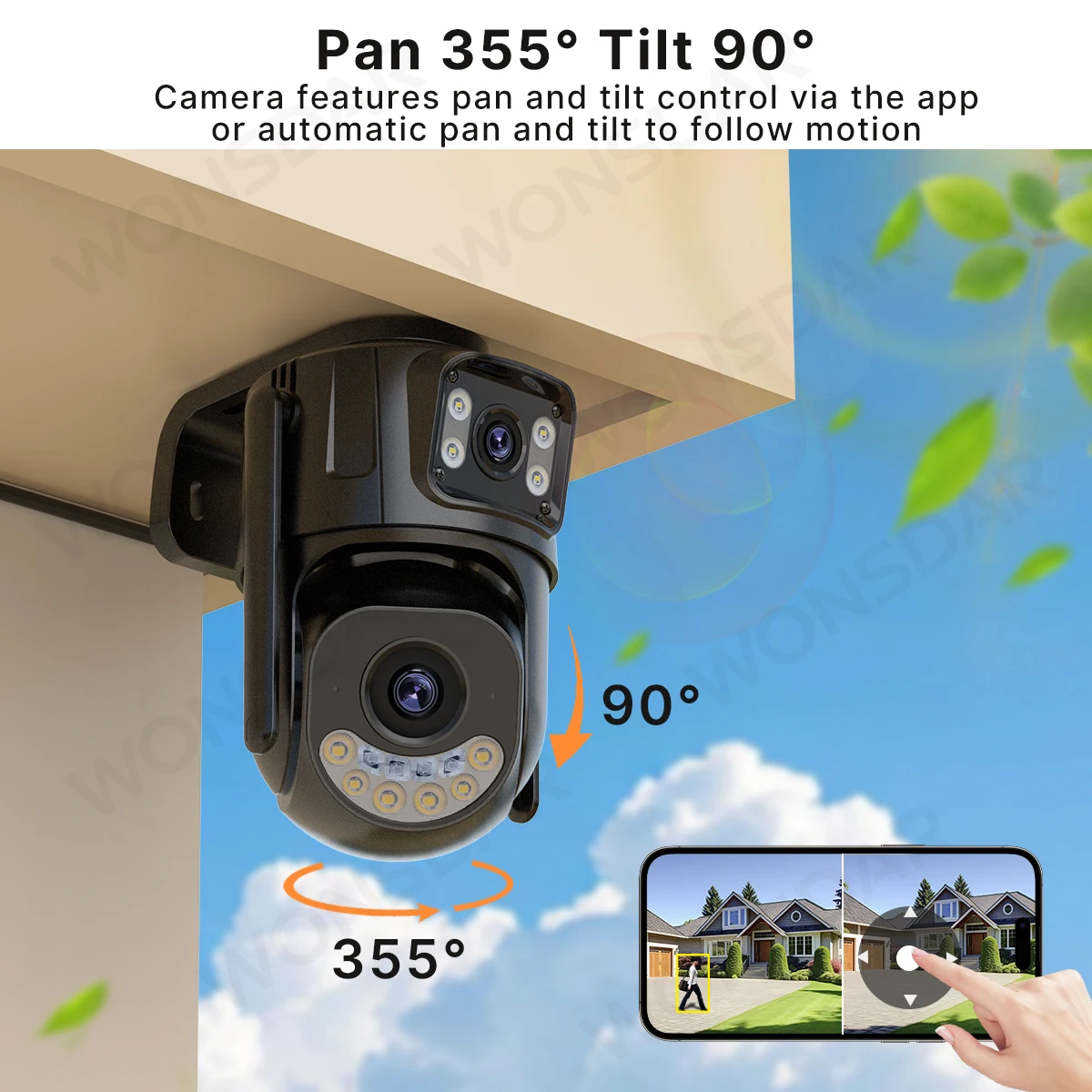 كاميرا WONSDAR 2.4 جيجا هرتز و5 جيجا هرتز واي فاي PTZ عدسة مزدوجة شاشة مزدوجة حماية أمنية كاميرا IP رؤية ليلية ذكية تتبع تلقائي iCSee