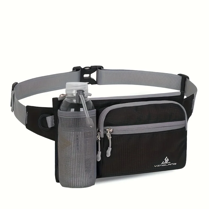 Outdoor Sports Pack with Water Bottle Holder, Adjustable Waist Strap Multi Pockets Daily Running Belt Bag, Portable Waist Pouch