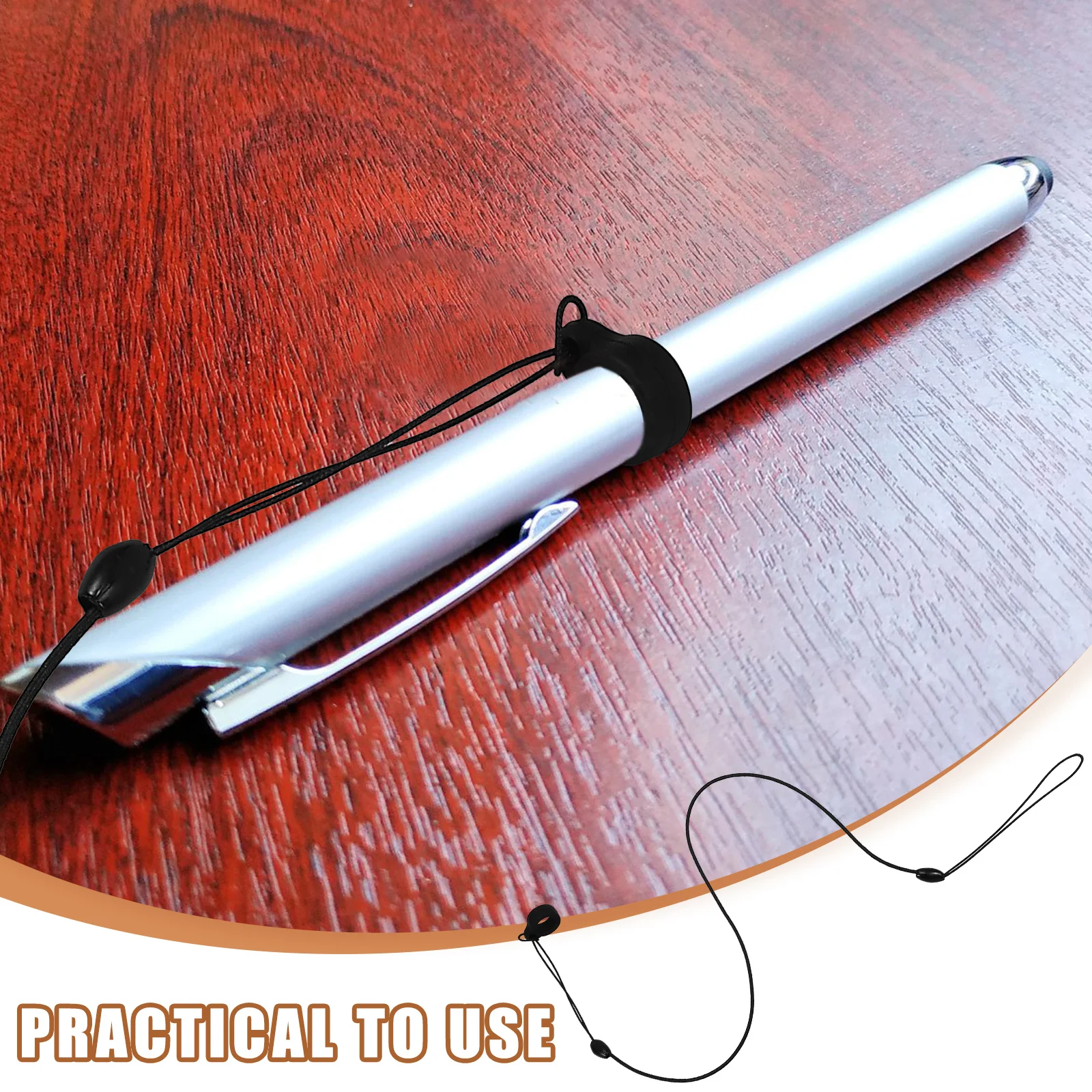 

10 Pcs Anti-lost Rope for Signature Pen Holder Retractable Cords Stretch Stylus 43CM Elastic Ropes with 8MM Silicone Ring Office