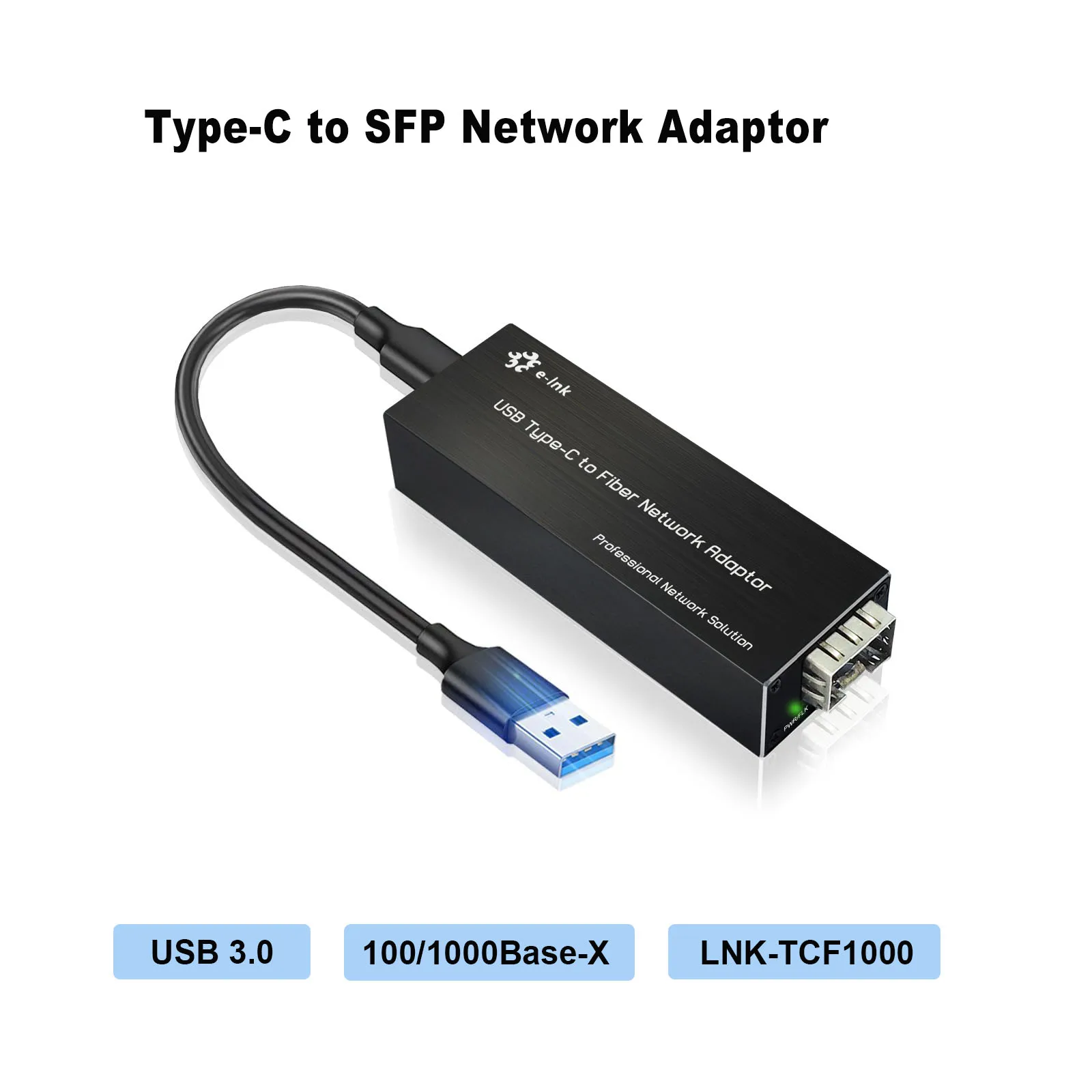 

USB-C to SFP/RJ45 Gigabit Ethernet Adapter USB3.0 Type-c to 100/1000Base-X SFP/ 10/100/1000Mbps RJ45 Network Card