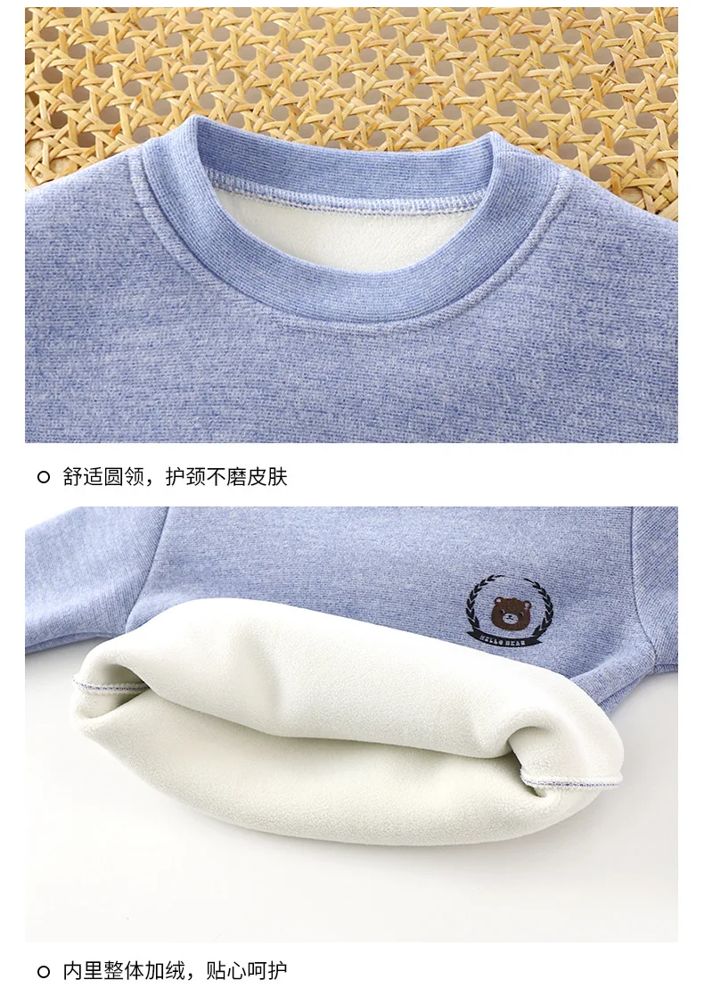 Baby Winter Fleece Thermo-Unterwäsche-Set Jungen Mädchen Weiche Dehnbare Langarm-Basisschicht Kinder Festliche Heimkleidung Kinder-Loungewear – Detail 15
