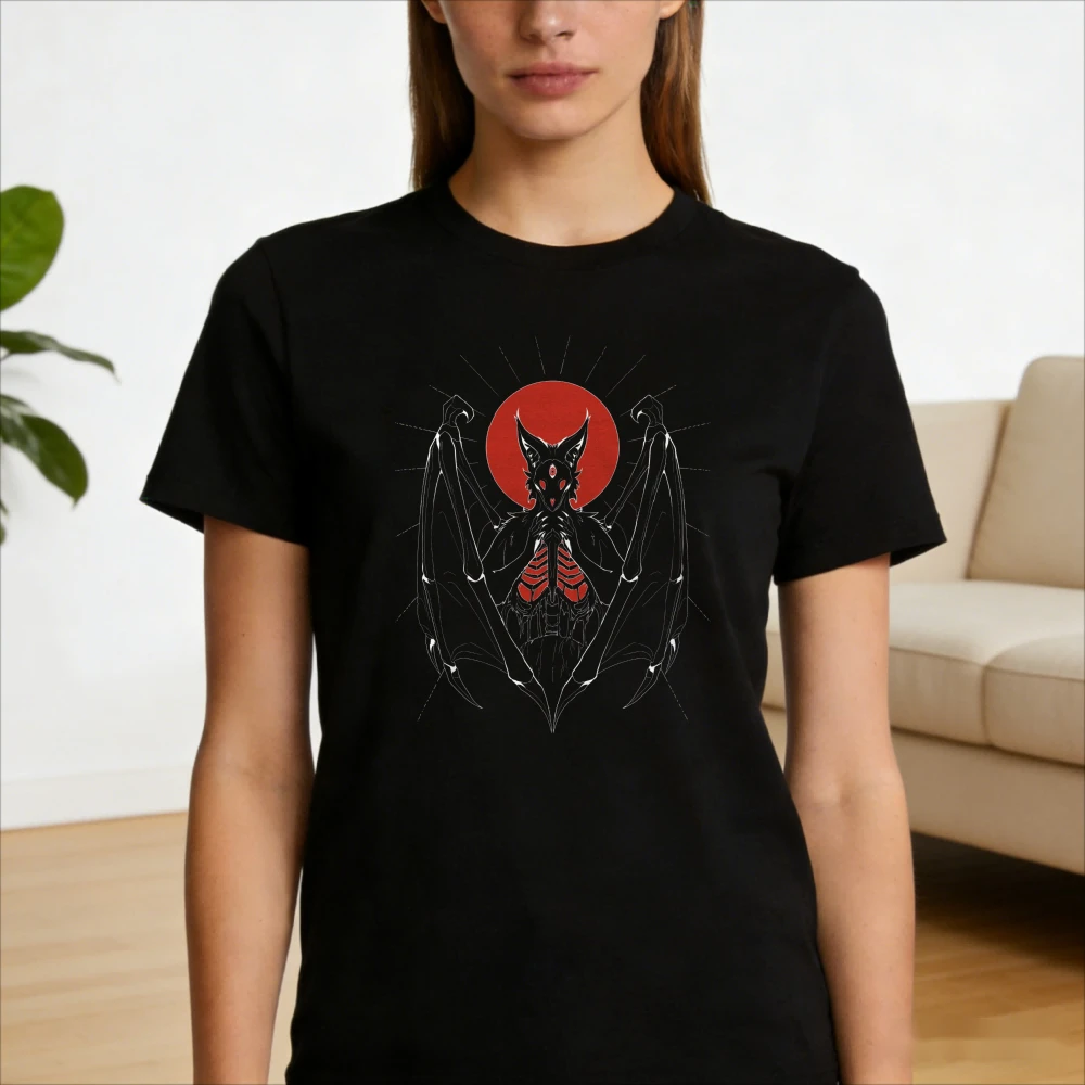 Gothic Dark Art Demon Bat Graphic TShirt Men Women Unisex Cotton Short Sleeve Horror Lover Casual Daily Outfit Cool Gift Tops