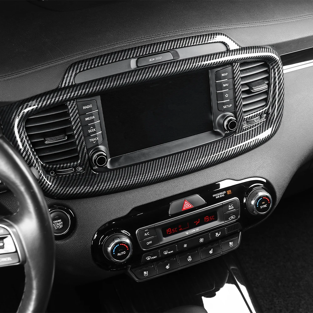 Für Kia Sorento 2014-2020 Carbon-Faser Mittelkonsole Lüftungsabdeckung Instrumententafel-Verkleidung Auto-Innendekor Zubehör LHD – Detail 3