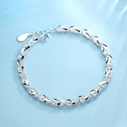 925 Sterling Silver Heart Charm Bracelet &Bangle Handmade Party Wedding Jewelry For Women Girls sl175