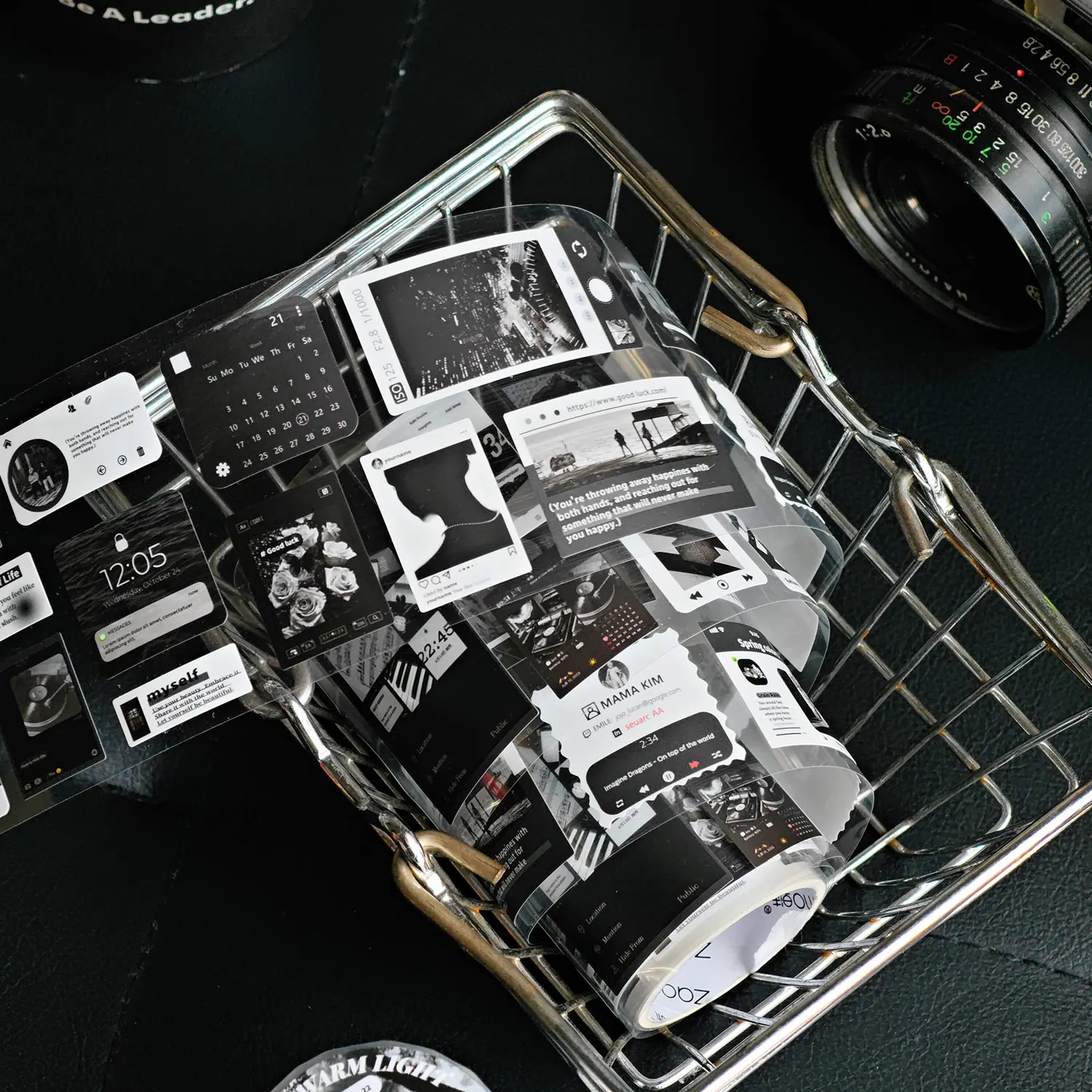 Adesivo in rotolo con interfaccia Mist Shadow Serie Ins Manuale Materiale Adesivo decorativo fai-da-te