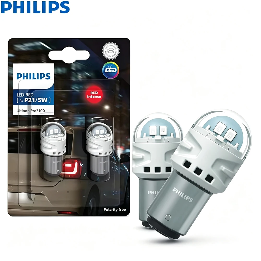 

Philips LED P21/5W 1157 S25 Ultinon Pro3100 Red Color Auto Turn Signal Lamp Position Light Rear Parking Bulb Stop Beams, 2x