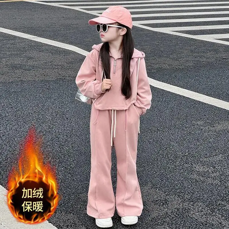 Hot Girl Sportswear Two-Piece Set Spring Autumn Pullover Hoodie Pants Child Versatile Student Kawaii Fashion New Casual Clothing