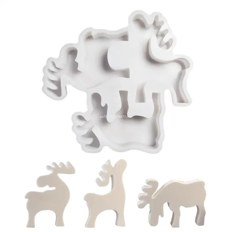 

3-in-1 Christmas Reindeer Resin Silicone Molds for Epoxy Resin, Baking, Chocolate, Fondant, Plaster Decoration Dropship