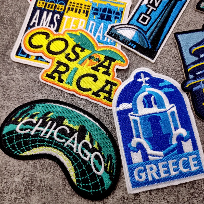 City KYOTO CHICACO MIAMIPatches Embroidery For T-Shirt Iron On Appliques Clothes Jeans Stickers Badges Parche PRAGUE TORONTO