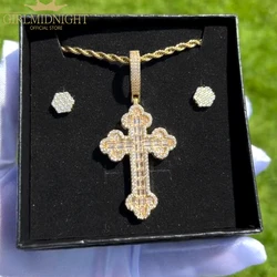 2025 New Hiphop Cz Cross Pendant Fashion Jewelry Full Paved 5A Geometry Cubic Zircon Iced Out Men Boy Cool Necklace Gifts