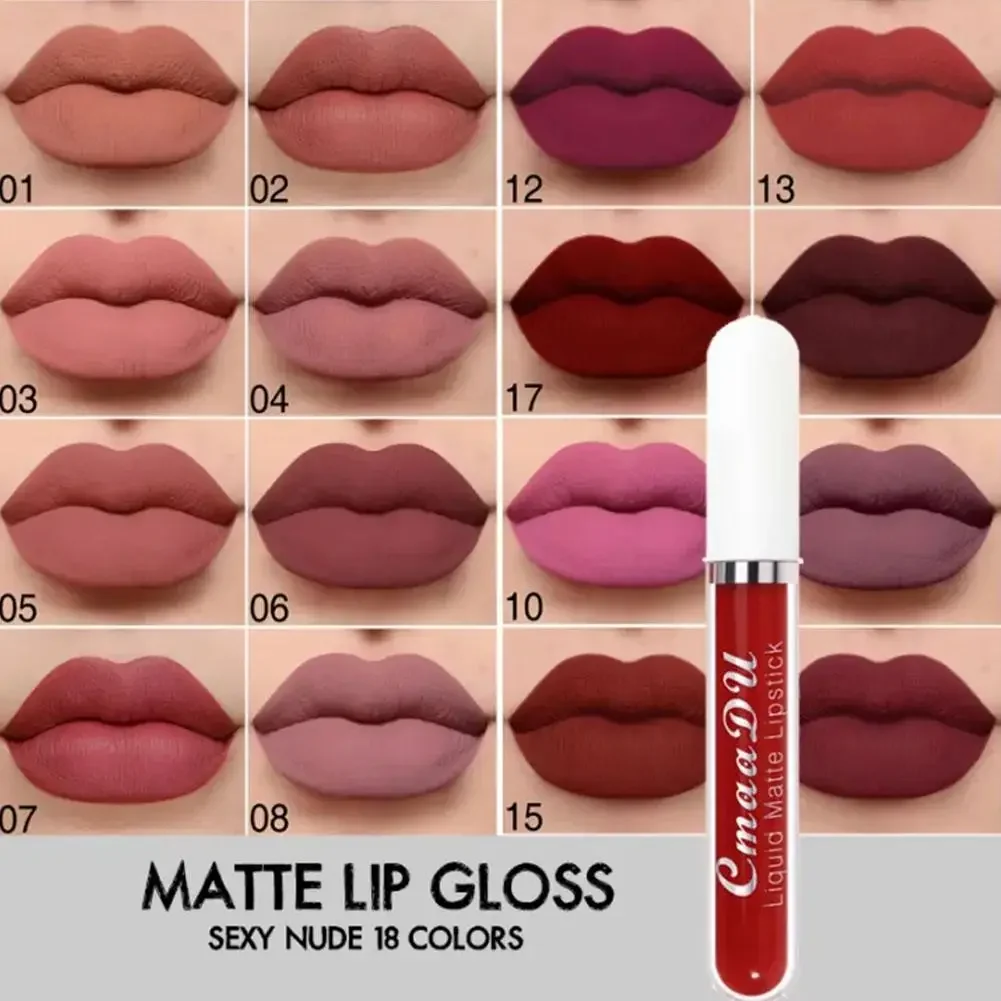 18 Farben matt Lip gloss wasserdicht langlebige Nudevelvet flüssige Lippenstifte nicht klebrige Tasse sexy rote Lippen tönung Make-up Kosmetik