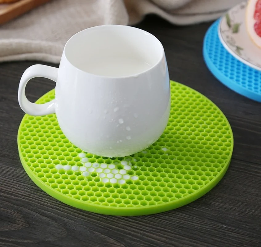 18/14cm Round Heat Resistant Silicone Mat Drink Cup Coasters Placemat Kitchen Accessories Non-slip Pot Holder Table