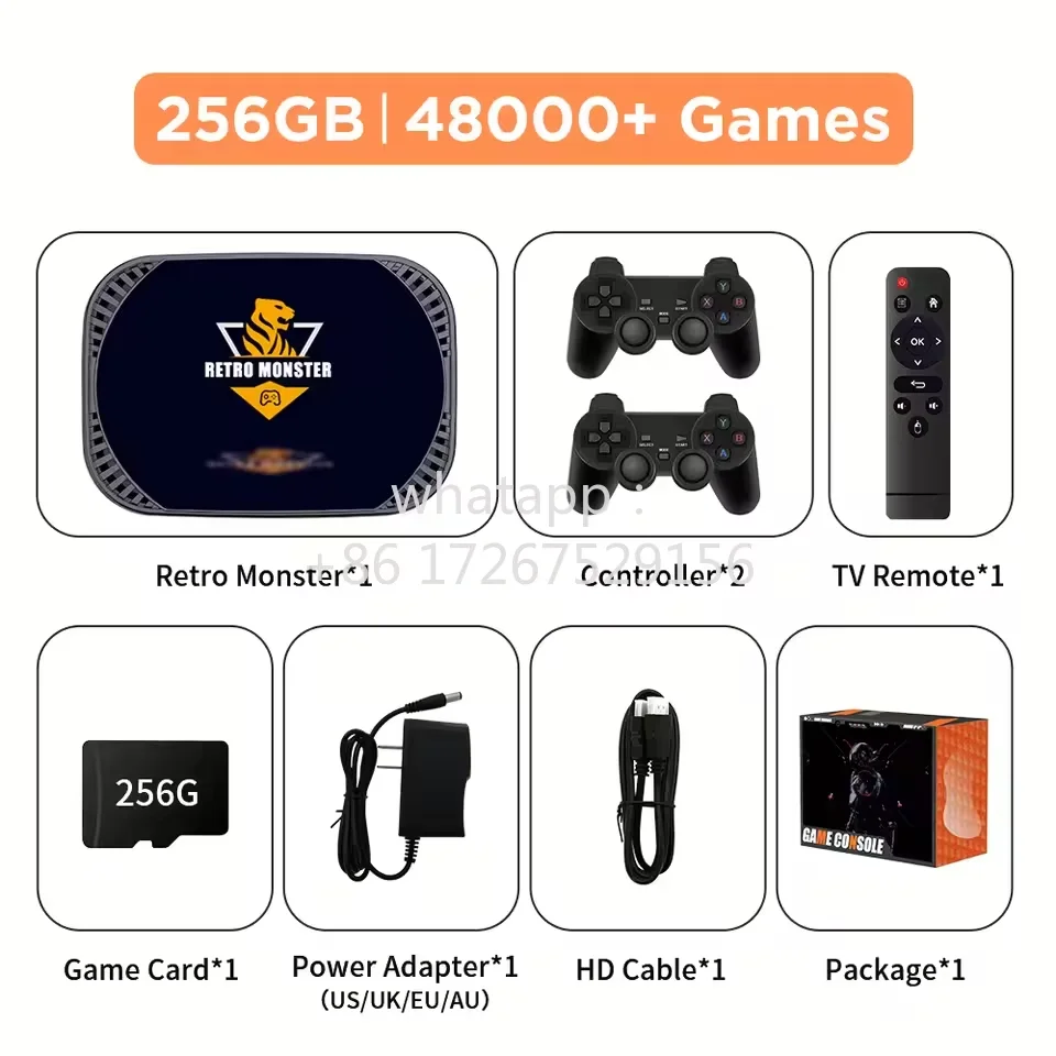 4K HD TV Retro Video Game Console Amlogic S905X4 Retro Monster Game Box with 48000+Game for PSP/PS1/Sega Saturn/SNES/N64/DC/MAME