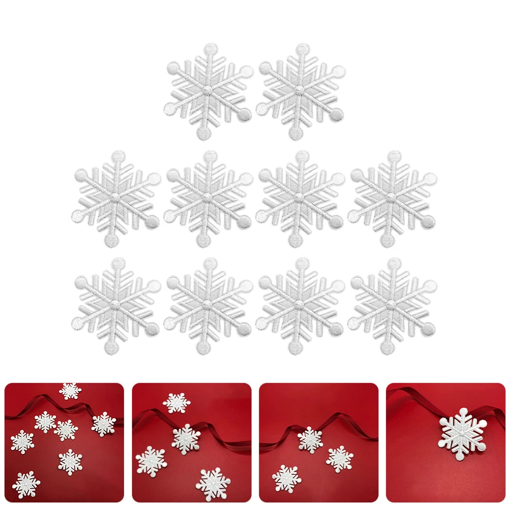 

10pcs Snowflake Shapedsewing Patches Cloth Appliques Iron On Diy Clothing Patches Decorative Multi-Function Repair Stickers For