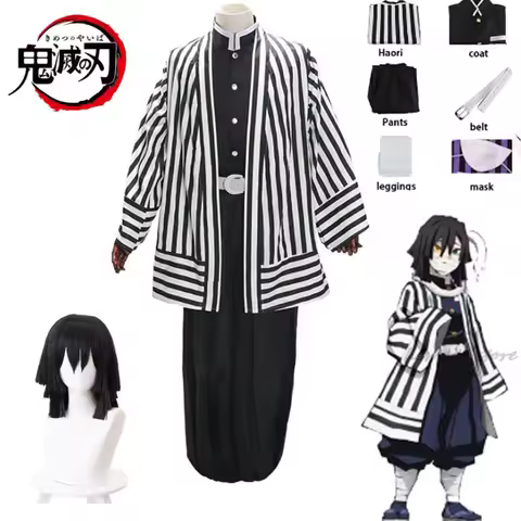 Anime Demon Iguro Obanai Haori Kimono Cosplay Costume Wig White Snake Props Slayer Halloween Costume Adult Kids