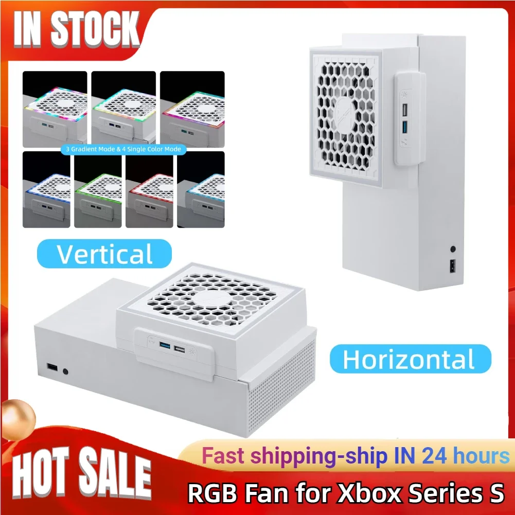 

LED Cooling Fan Cooler 3 Gears Adjustable 5V 2.4A Game Console Cooling Fan 7 Lighting Modes Gaming Accessories for Xbox Series S