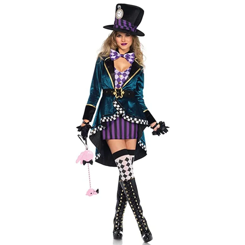

Women's loween Alice Mad Hatter Magician Performance Costume Nightclub Cosplay Circus Stage ow Outfit Traditional Chines...