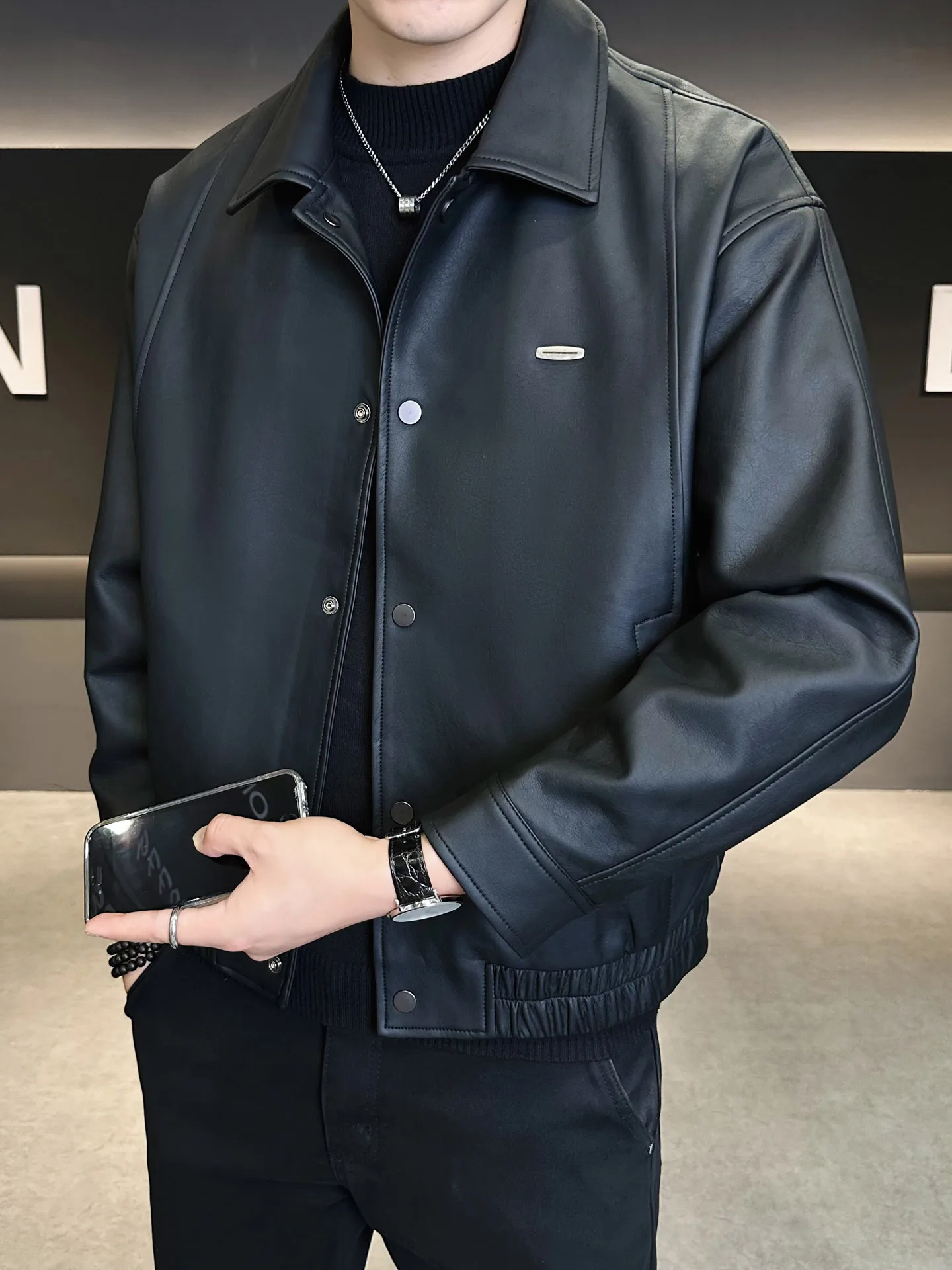 

Повседневная мотоциклетная кожаная куртка для мужчин, осень-зима, новый тренд, брендовая теплая ветрозащитная водонепроницаемая искусственная кожа