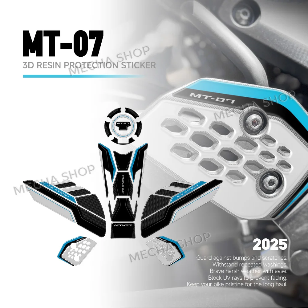 

For MT-07 MT07 2025 Heel Protector Sticker Kit Motorcycle Accessories 3D Resin Decal